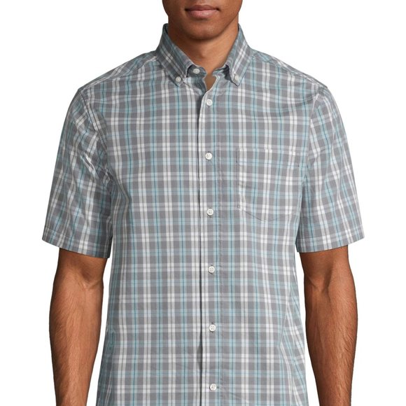 🆕George Men’s Plaid Poplin Short Sleeve Shirt - Picture 2 of 6